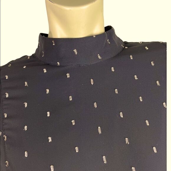 NWOT Catherine Malandrino Black/Platinum Chiffon Babydoll Dress Size 12 - Picture 3 of 9